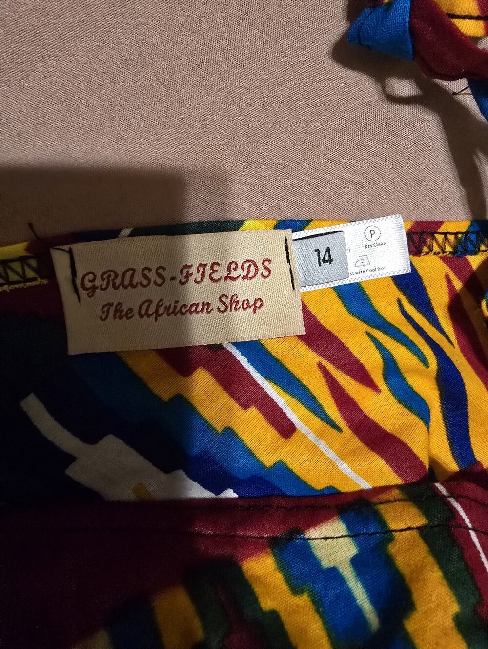 GRASS FIELDS African Print Ethnic Fit And Flare Hi-Lo Puff-Sleeve Dress US10 - Picture 6 of 6